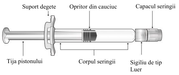 Figura 1: componentele seringii cu sigiliu de tip Luer
